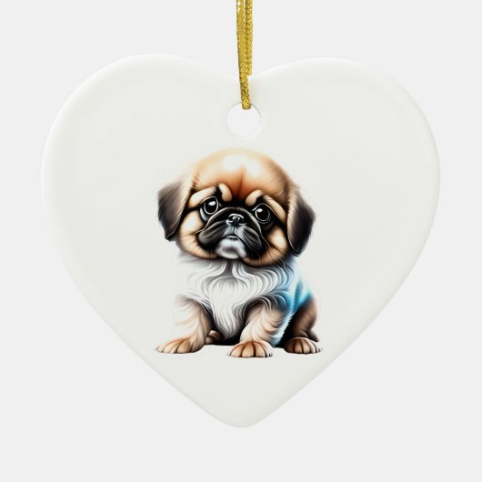 Personalisiert Pekingese Puppy Keramik Ornament (Vorne)
