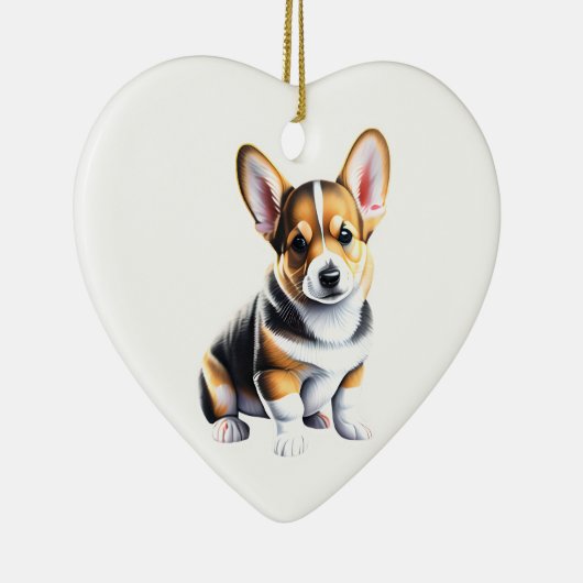 Personalisiert Pembroke Welsh Corgi Puppy Keramik Ornament (Rechts)