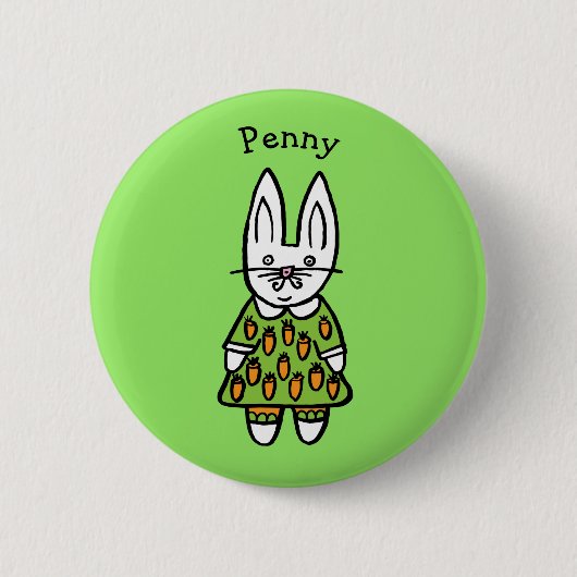Personalisiert Penny, das Kaninchen Button (Vorderseite)