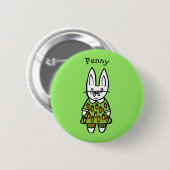 Personalisiert Penny, das Kaninchen Button (Vorne & Hinten)
