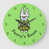 Personalisiert Penny, das Kaninchen Große Wanduhr (Vorderseite)