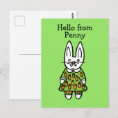 Personalisiert Penny, das Kaninchen Postkarte (Vorne/Hinten)