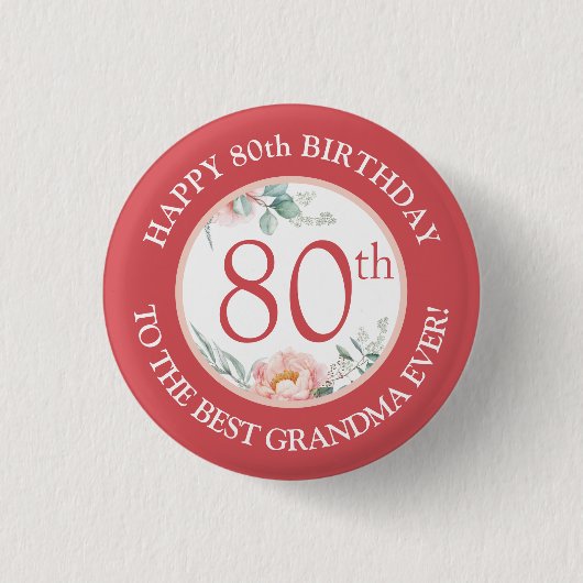Personalisiert Peony Birthday Button (Vorderseite)
