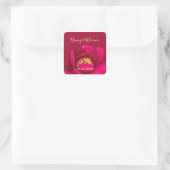 Personalisiert Peony Rose Ruby Red 40 Jahre Jubilä Quadratischer Aufkleber (Tasche)