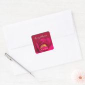 Personalisiert Peony Rose Ruby Red 40 Jahre Jubilä Quadratischer Aufkleber (Umschlag)