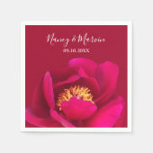 Personalisiert Peony Rose Ruby Red Anniversary Par Serviette (Vorderseite)