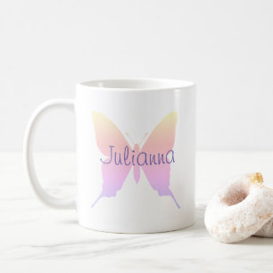 Personalisiert Periwinkle Pastel Rainbow Butterfly Kaffeetasse