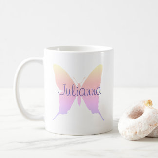Personalisiert Periwinkle Pastel Rainbow Butterfly Kaffeetasse