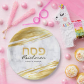 Personalisiert Pessach Hebräisch Gold und Marmor Pappteller (Party)
