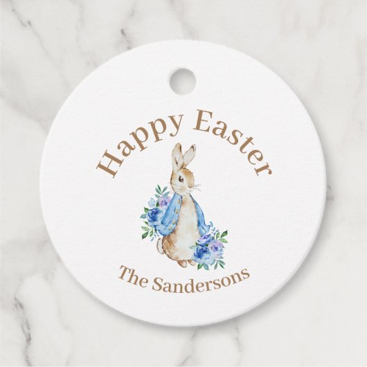 Personalisiert Peter Rabbit Wasserfarbenfroher Ost Geschenkanhänger (Vorderseite)