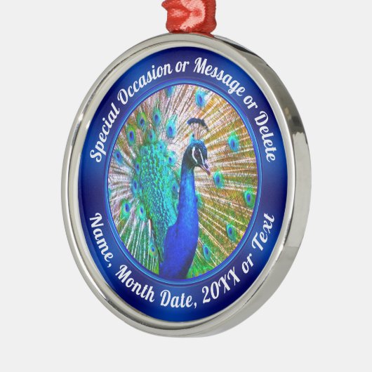 Personalisiert, Pfauenschmuck, jeder Anlass Ornament Aus Metall (Links)