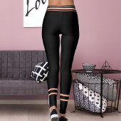 Personalisiert Pfirsichschwarz Streifen Name der K Leggings