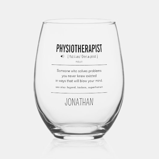 Personalisiert Physiotherapeut Funny Weinglas Ohne Stiel (Vorderseite)