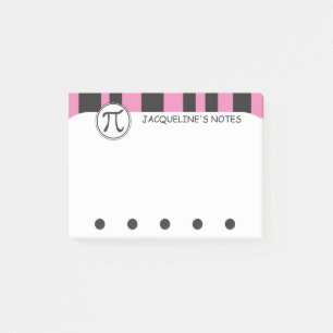 Personalisiert Pi Symbol Math Themed PINK Post-it Klebezettel