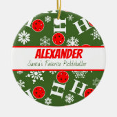 Personalisiert Pickleball Christmas Ho Ho Ho Ho Keramik Ornament (Vorne)