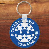 Personalisiert Pickleball Ninja 2 blau Schlüsselanhänger (Vorderseite)