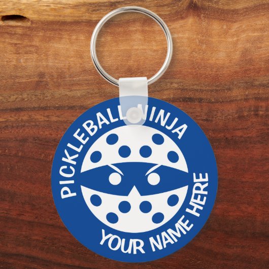 Personalisiert Pickleball Ninja 2 blau Schlüsselanhänger (Vorderseite)