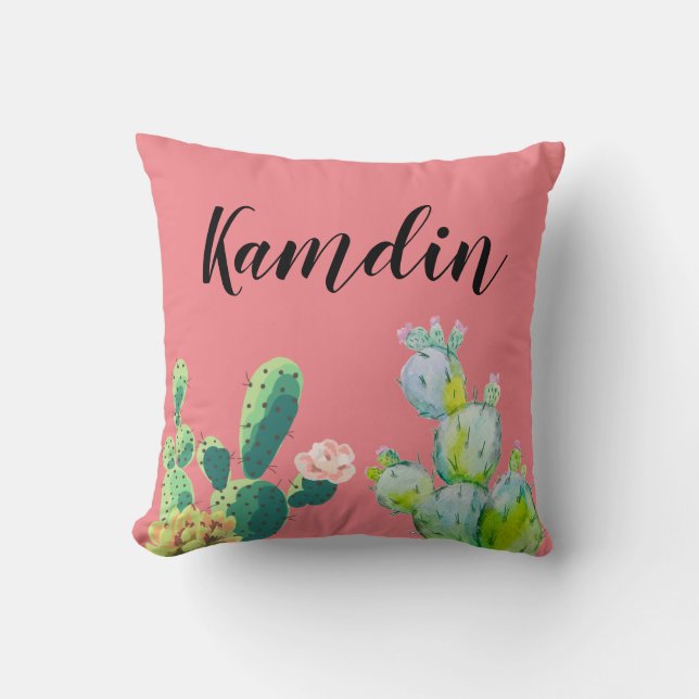 Personalisiert Pillow Bohemisch Cactus succulents  Kissen (Vorderseite)