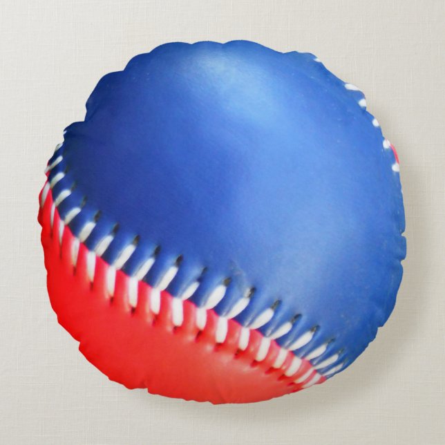 Personalisiert Pillow Red White Blue Baseball Rundes Kissen (Vorderseite)