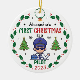 Personalisiert Pilot Erste Weihnachtsbaumrunde Keramik Ornament