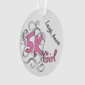 Personalisiert Pink 5k Girl Runner Design Front Ornament (Vorderseite)
