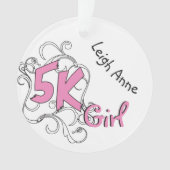 Personalisiert Pink 5k Girl Runner Design Front Ornament (Vorderseite)