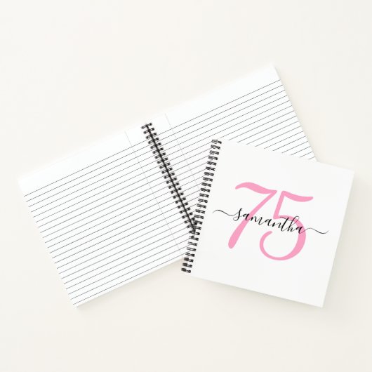Personalisiert Pink 75. Geburtstag Gästebuch Notizblock (Innenseite)