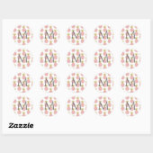 Personalisiert Pink Ananas Glitzer Monogramm Runder Aufkleber (Blatt)