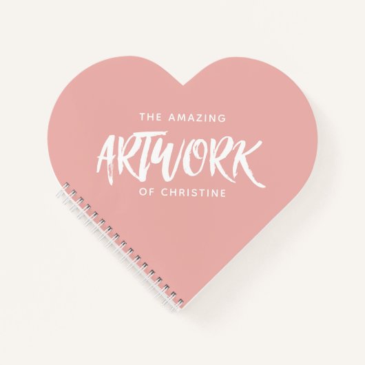 Personalisiert Pink Artist Heart Sketchbook Notebo Notizblock (Vorderseite)