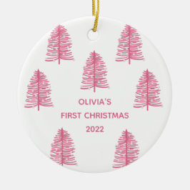 Personalisiert Pink Babies Erster Weihnachtsbaum Keramik Ornament