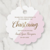 Personalisiert Pink Baby Christening danke Geschenkanhänger (Rückseite)
