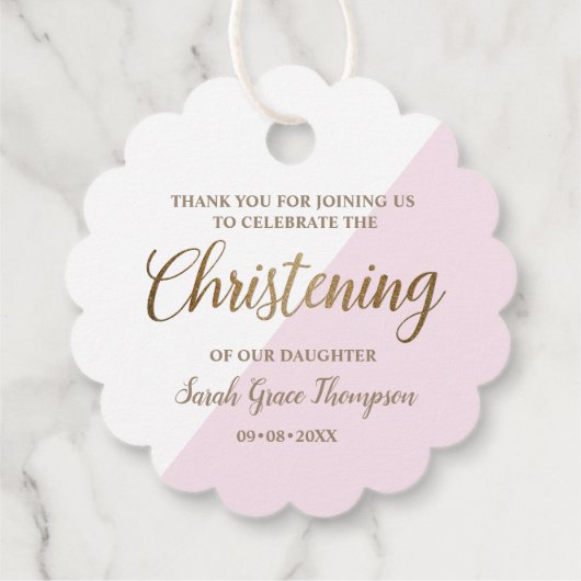 Personalisiert Pink Baby Christening danke Geschenkanhänger (Rückseite)