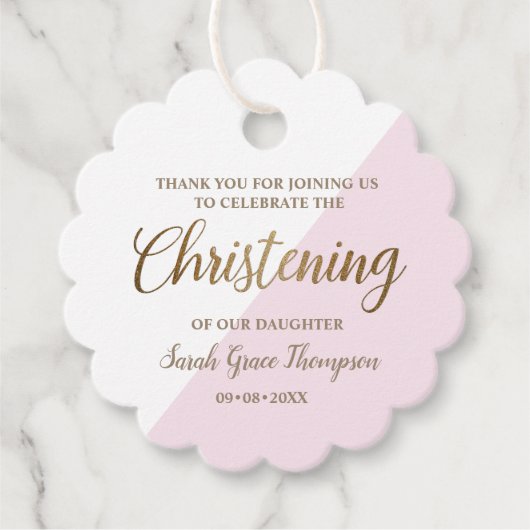 Personalisiert Pink Baby Christening danke Geschenkanhänger (Vorderseite)