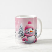 Personalisiert Pink Baby Christmas Snowman Kaffeetasse (VorderseiteRechts)