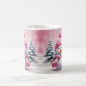 Personalisiert Pink Baby Christmas Snowman Kaffeetasse (Mittel)