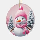 Personalisiert Pink Baby Christmas Snowman Keramik Ornament (Links)