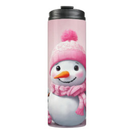 Personalisiert Pink Baby Christmas Snowman Thermosbecher