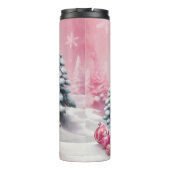Personalisiert Pink Baby Christmas Snowman Thermosbecher (Rückseite)