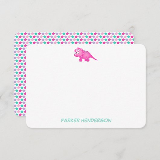 Personalisiert Pink Baby Dinosaur Stationery Dankeskarte (Vorne/Hinten)