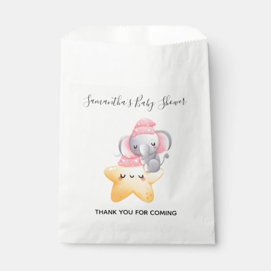 Personalisiert Pink Baby Elephant Baby Dusche Geschenktütchen (Vorderseite)