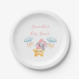 Personalisiert Pink Baby Elephant Baby Dusche Pappteller