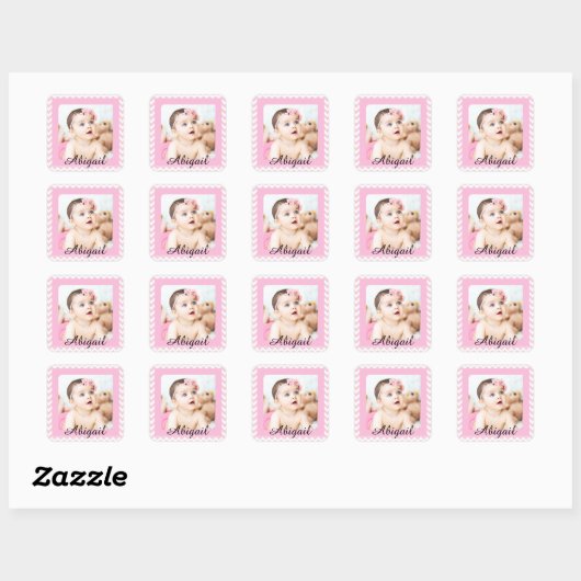Personalisiert Pink Baby Foto Stickers (Blatt)