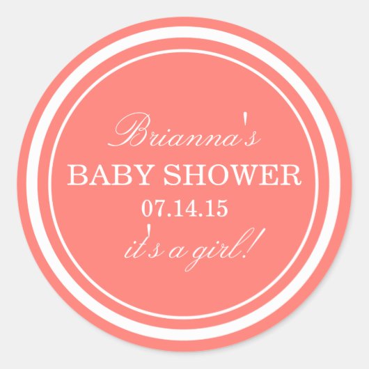 Personalisiert | Pink Baby Shower Stickers (Vorderseite)