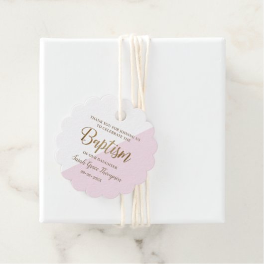 Personalisiert Pink Baby Taufe danke Geschenkanhänger (Beispiel)