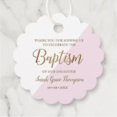 Personalisiert Pink Baby Taufe danke Geschenkanhänger (Rückseite)