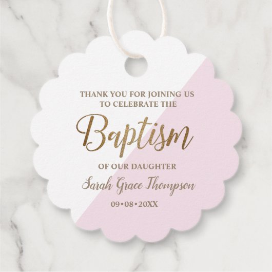 Personalisiert Pink Baby Taufe danke Geschenkanhänger (Rückseite)