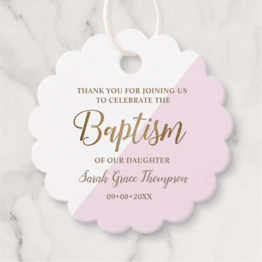 Personalisiert Pink Baby Taufe danke Geschenkanhänger (Vorderseite)