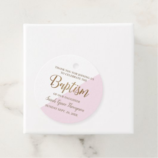 Personalisiert Pink Baby Taufe danke Geschenkanhänger (Beispiel)