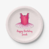 Personalisiert Pink Ballerina Geburtstag Tutu Pappteller (Vorderseite)