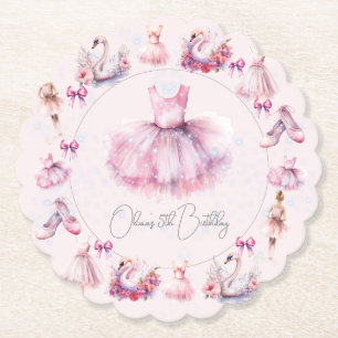 Personalisiert Pink Ballerina Geburtstag Untersetzer